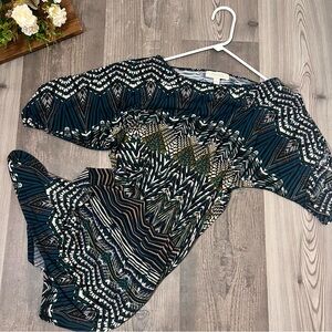 Pique Green and Black Short Sleeve Dress Size L